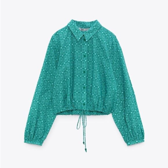 ZARA TIED PRINTED BLOUSE - Picture 7 of 10